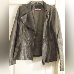 Women's Charcoal Grey Leather Jacket